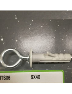 Tassello in nylon con vite diametro 9x40 mm con occhiello chiuso e rondella - eSAEM.it