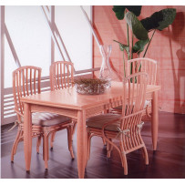 Tavolo rettangolare Newton con 2 allunghe e fascia in midolino