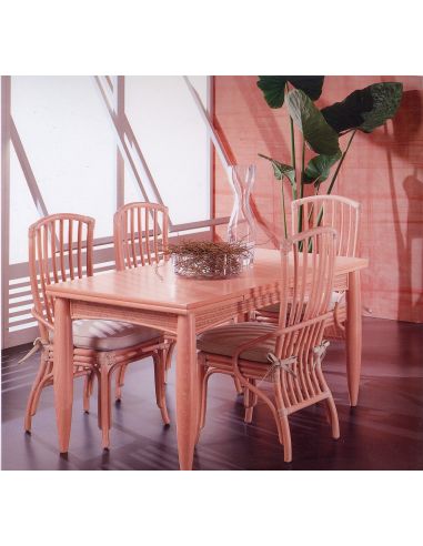 Tavolo rettangolare Newton con 2 allunghe e fascia in midolino