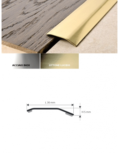 Vendita online profilo terminale Prolevall 305 in acciaio inox e ottone lucido, per pavimenti - eSAEM.it