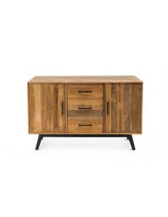 Buffet 2 ante 3 cassetti con piedi in legno scuro - eSAEM.it