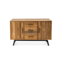 Buffet 2 ante 3 cassetti con piedi in legno scuro - eSAEM.it