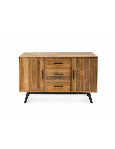 Buffet 2 ante 3 cassetti con piedi in legno scuro - eSAEM.it