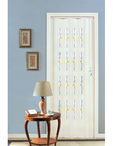 Porta a soffietto in PVC - PASTELLO e vetri MOLATI